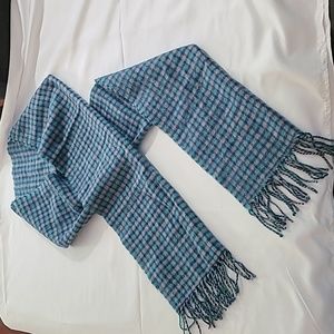 J. Crew Blue, Teal and Gray Plaid Scarf